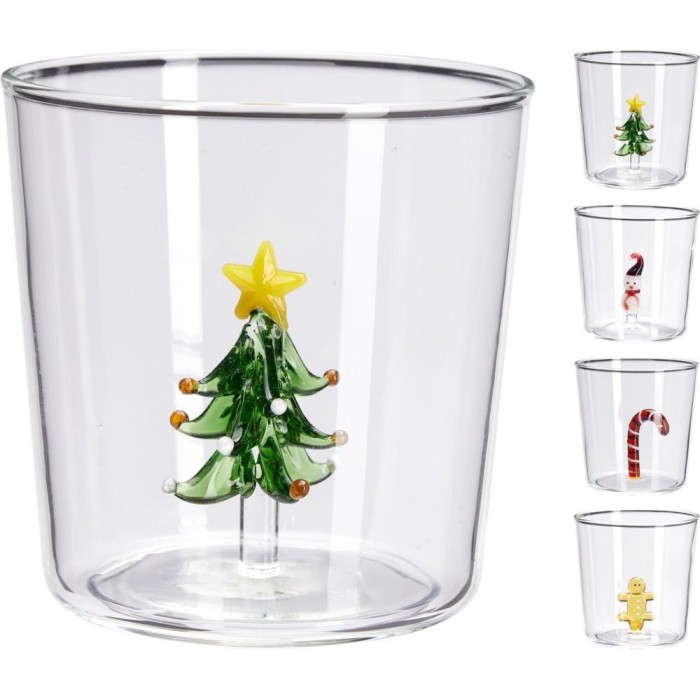 BICCHIERE VETRO 350ML DECO 4AS